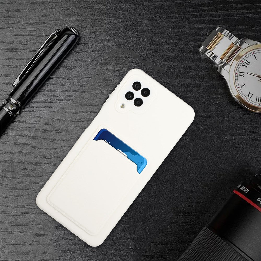 Soft TPU Phone Protection Case Cover with Card Holder for Samsung Galaxy M12 / A12 - White