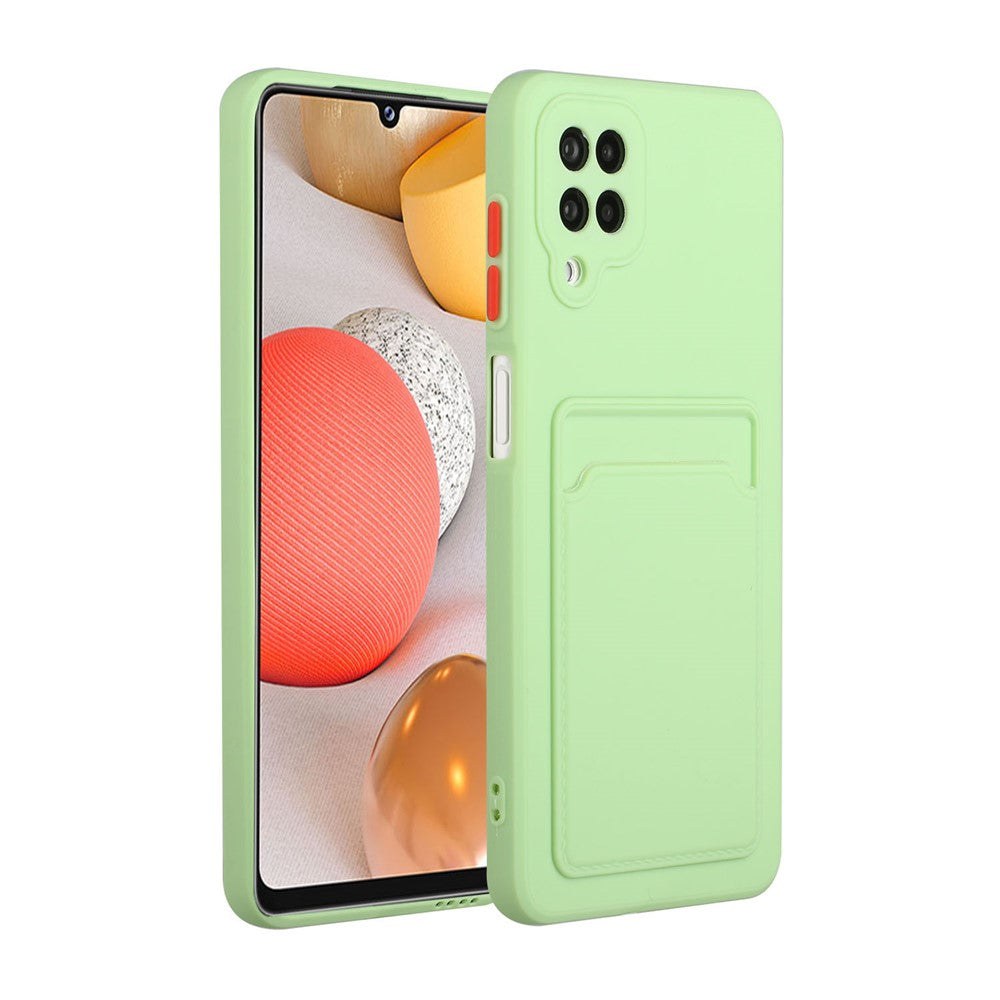 Soft TPU Phone Protection Case Cover with Card Holder for Samsung Galaxy M12 / A12 - Green
