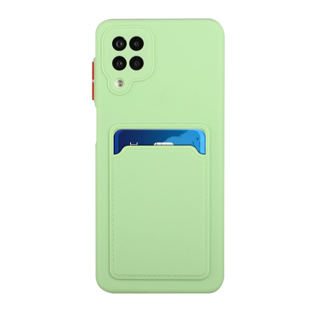 Soft TPU Phone Protection Case Cover with Card Holder for Samsung Galaxy M12 / A12 - Green