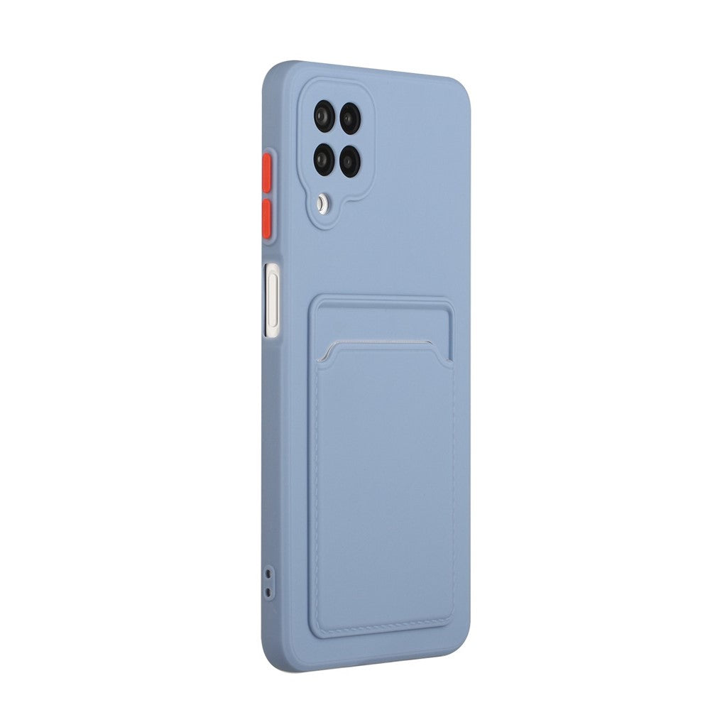 Soft TPU Phone Protection Case Cover with Card Holder for Samsung Galaxy M12 / A12 - Blue