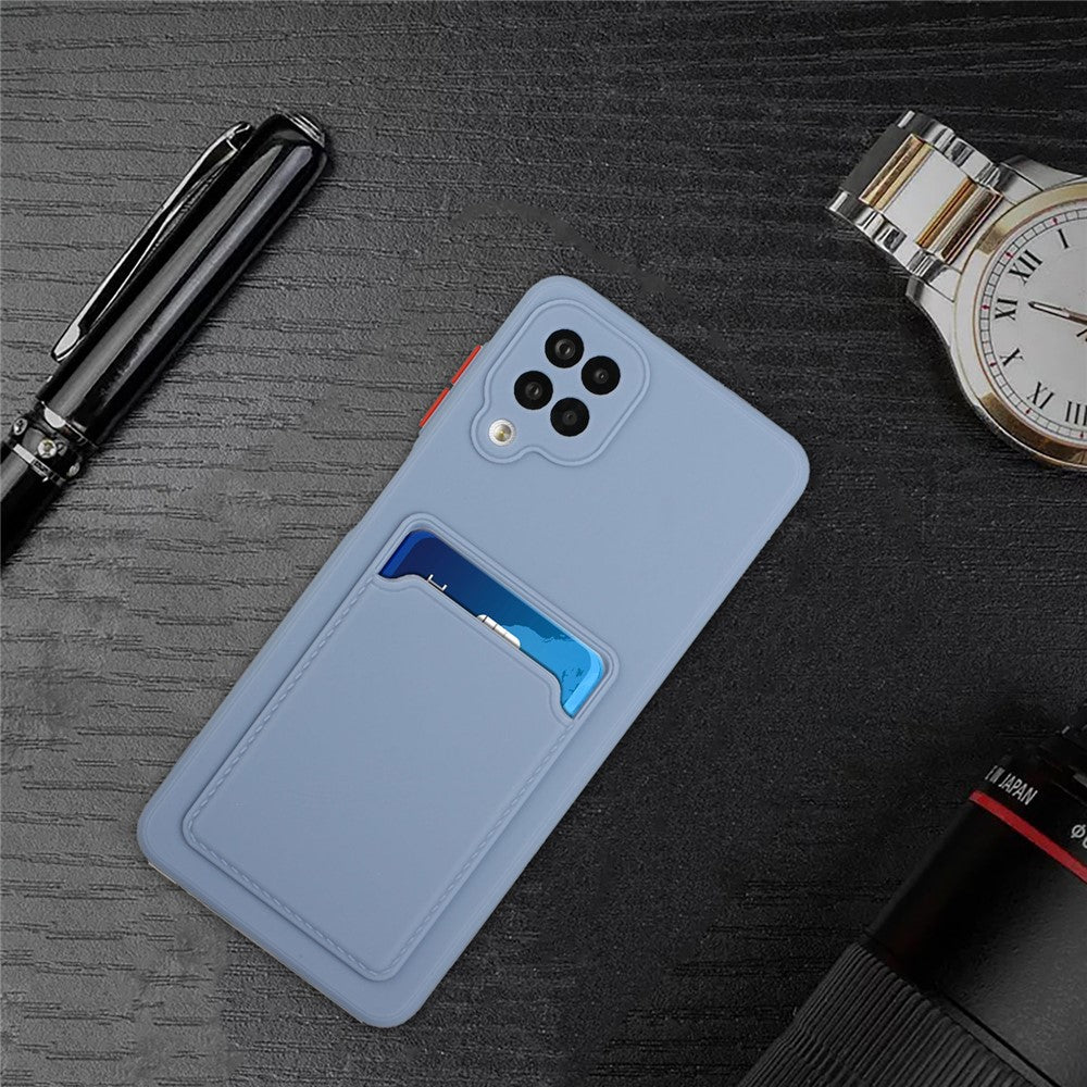 Soft TPU Phone Protection Case Cover with Card Holder for Samsung Galaxy M12 / A12 - Blue