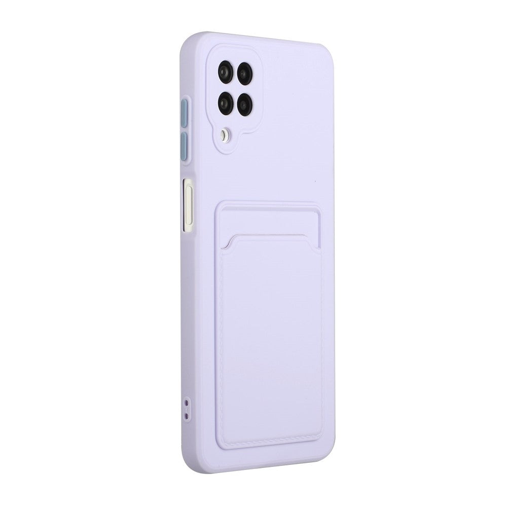 Soft TPU Phone Protection Case Cover with Card Holder for Samsung Galaxy M12 / A12 - Light Purple