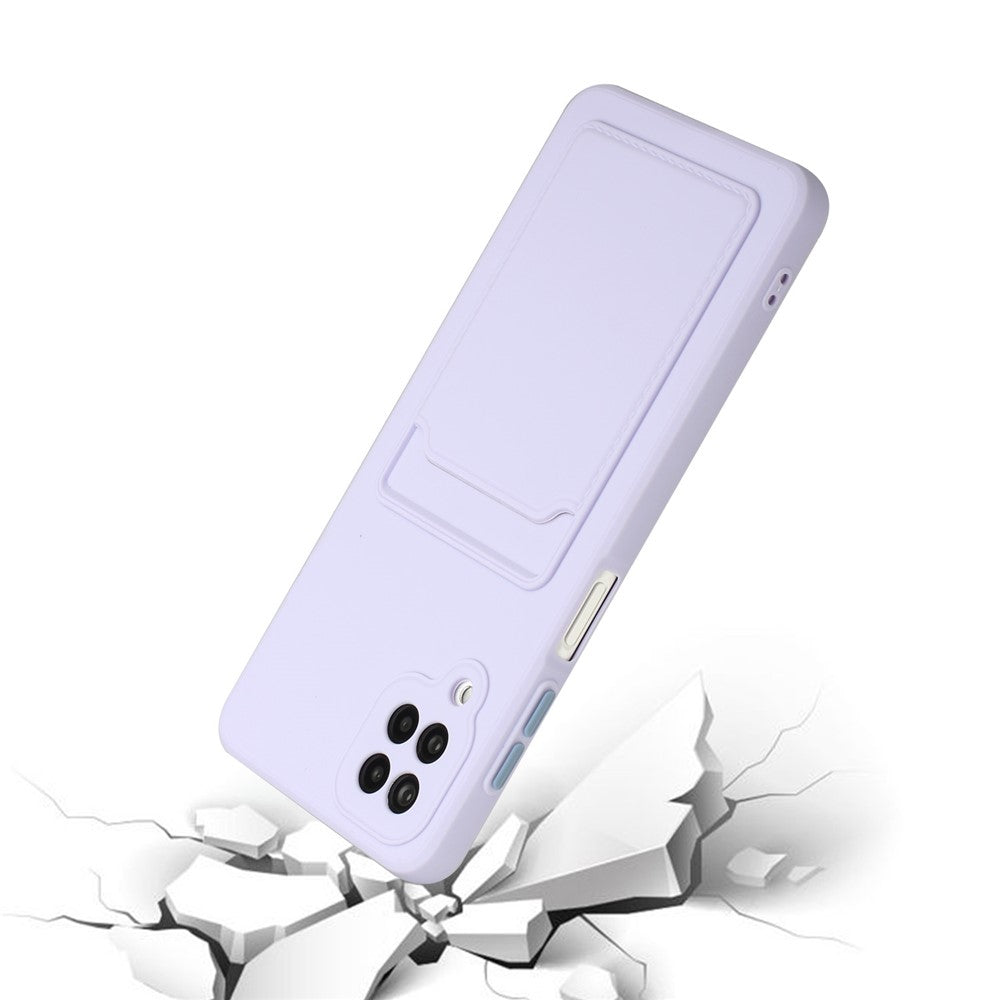 Soft TPU Phone Protection Case Cover with Card Holder for Samsung Galaxy M12 / A12 - Light Purple
