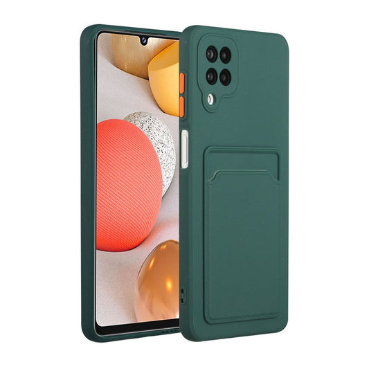 Soft TPU Phone Protection Case Cover with Card Holder for Samsung Galaxy M12 / A12 - Dark Green