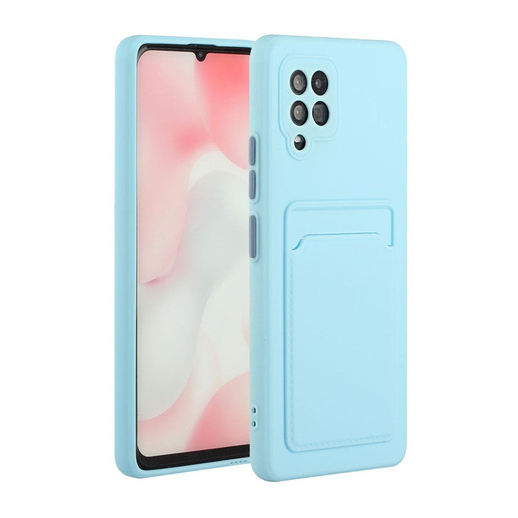 Soft TPU Phone Protection Case Cover with Card Holder for Samsung Galaxy M12 / A12 - Baby Blue