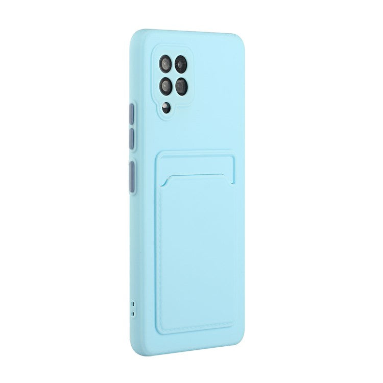 Soft TPU Phone Protection Case Cover with Card Holder for Samsung Galaxy M12 / A12 - Baby Blue