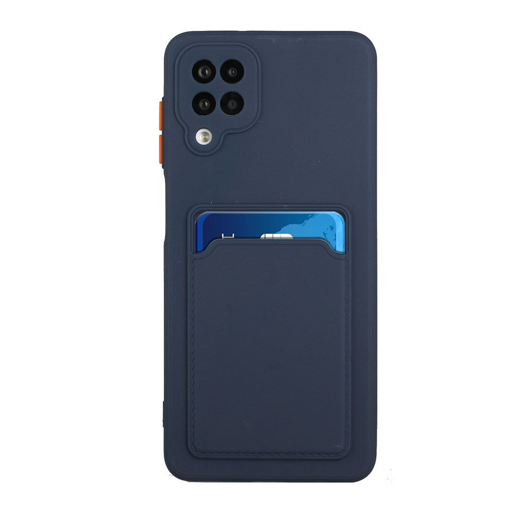 Soft TPU Phone Protection Case Cover with Card Holder for Samsung Galaxy M12 / A12 - Dark Blue