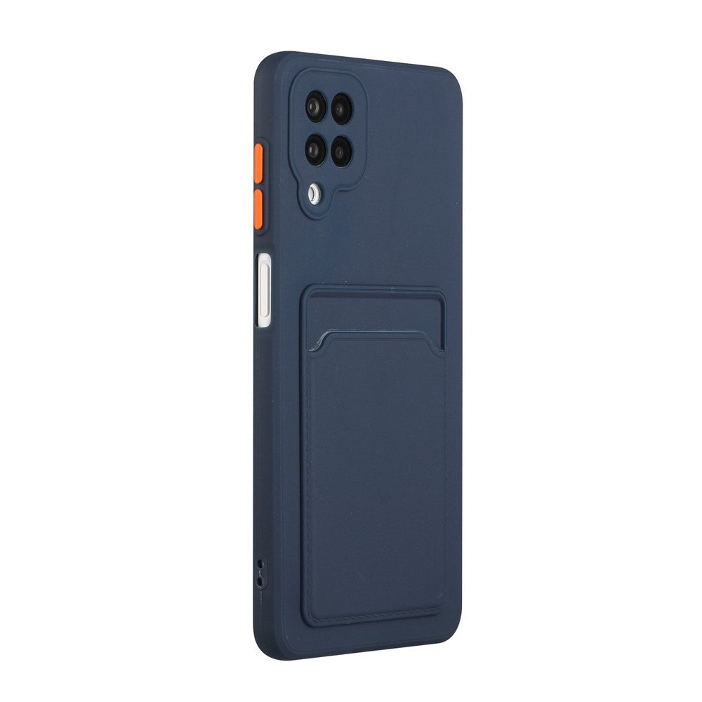 Soft TPU Phone Protection Case Cover with Card Holder for Samsung Galaxy M12 / A12 - Dark Blue
