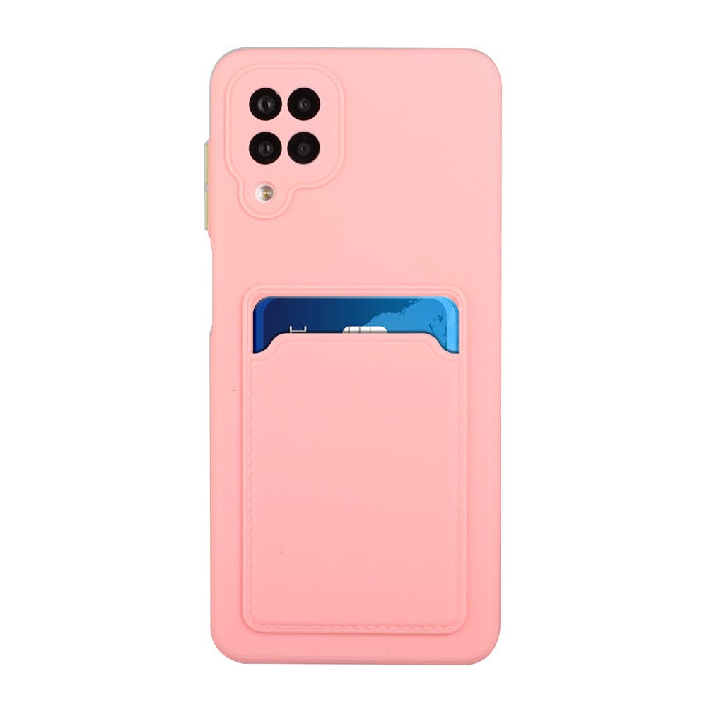 Soft TPU Phone Protection Case Cover with Card Holder for Samsung Galaxy M12 / A12 - Pink