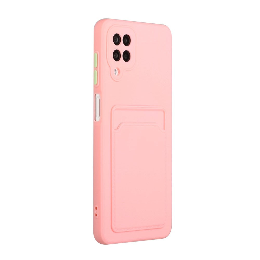 Soft TPU Phone Protection Case Cover with Card Holder for Samsung Galaxy M12 / A12 - Pink