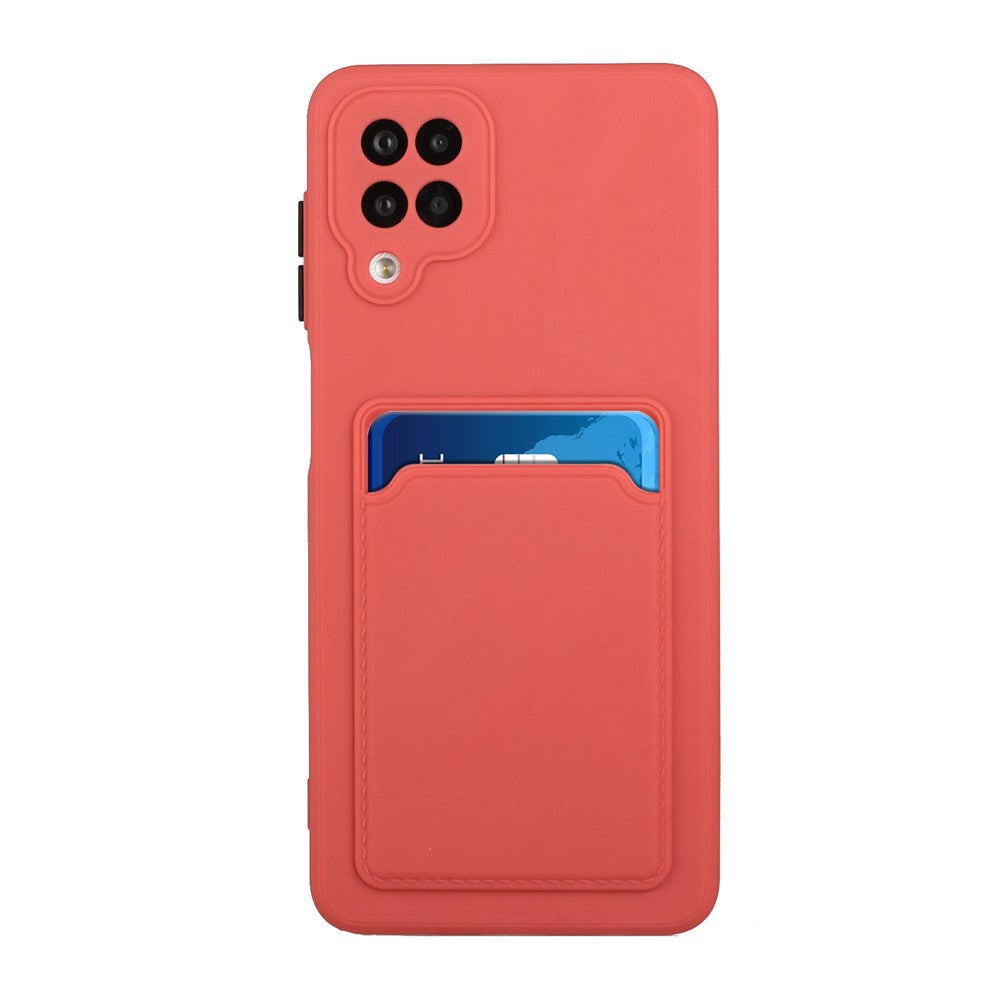 Soft TPU Phone Protection Case Cover with Card Holder for Samsung Galaxy M12 / A12 - Coral