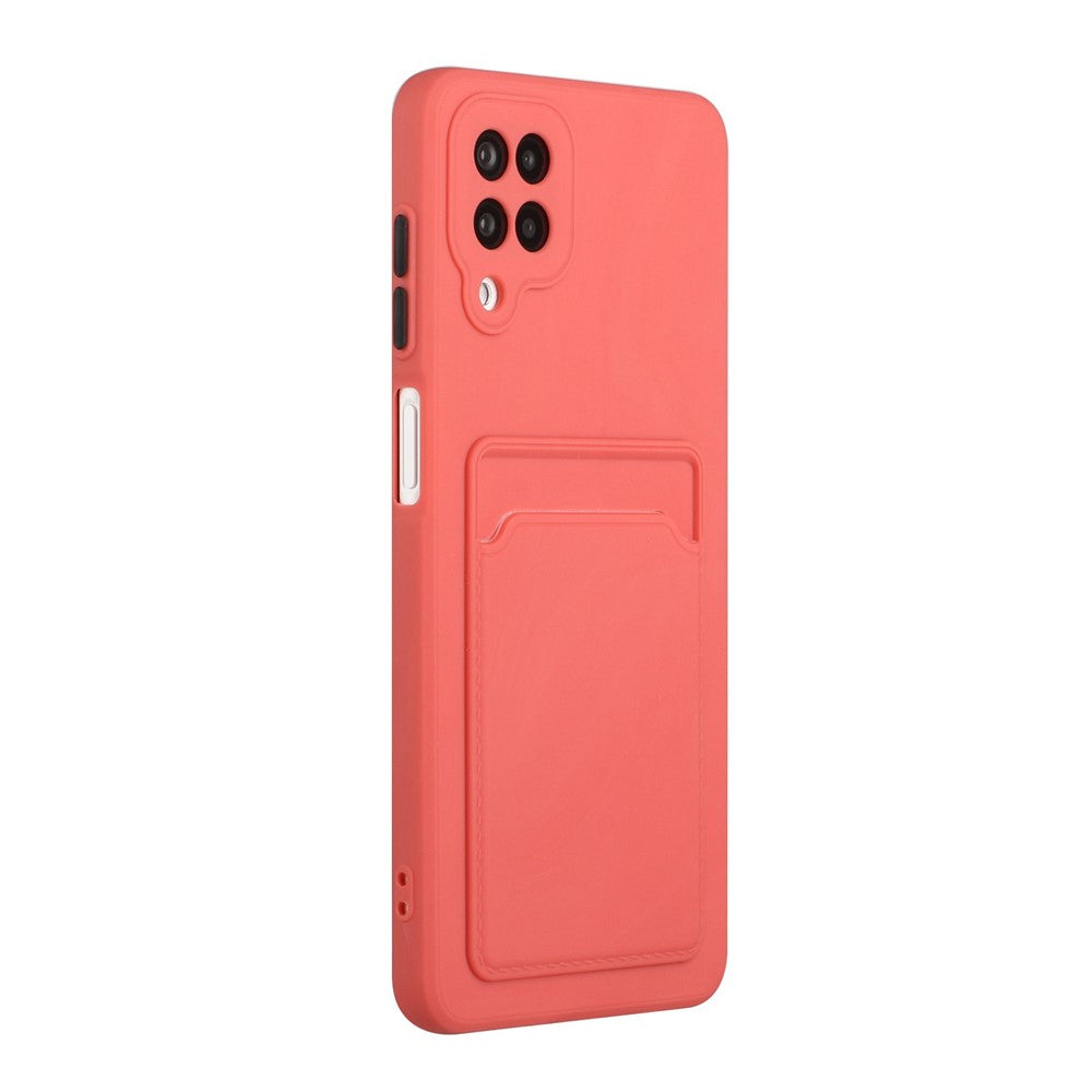 Soft TPU Phone Protection Case Cover with Card Holder for Samsung Galaxy M12 / A12 - Coral