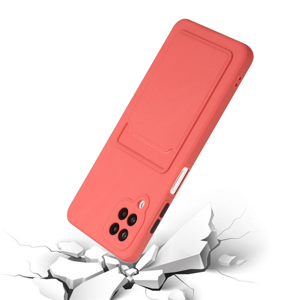 Soft TPU Phone Protection Case Cover with Card Holder for Samsung Galaxy M12 / A12 - Coral