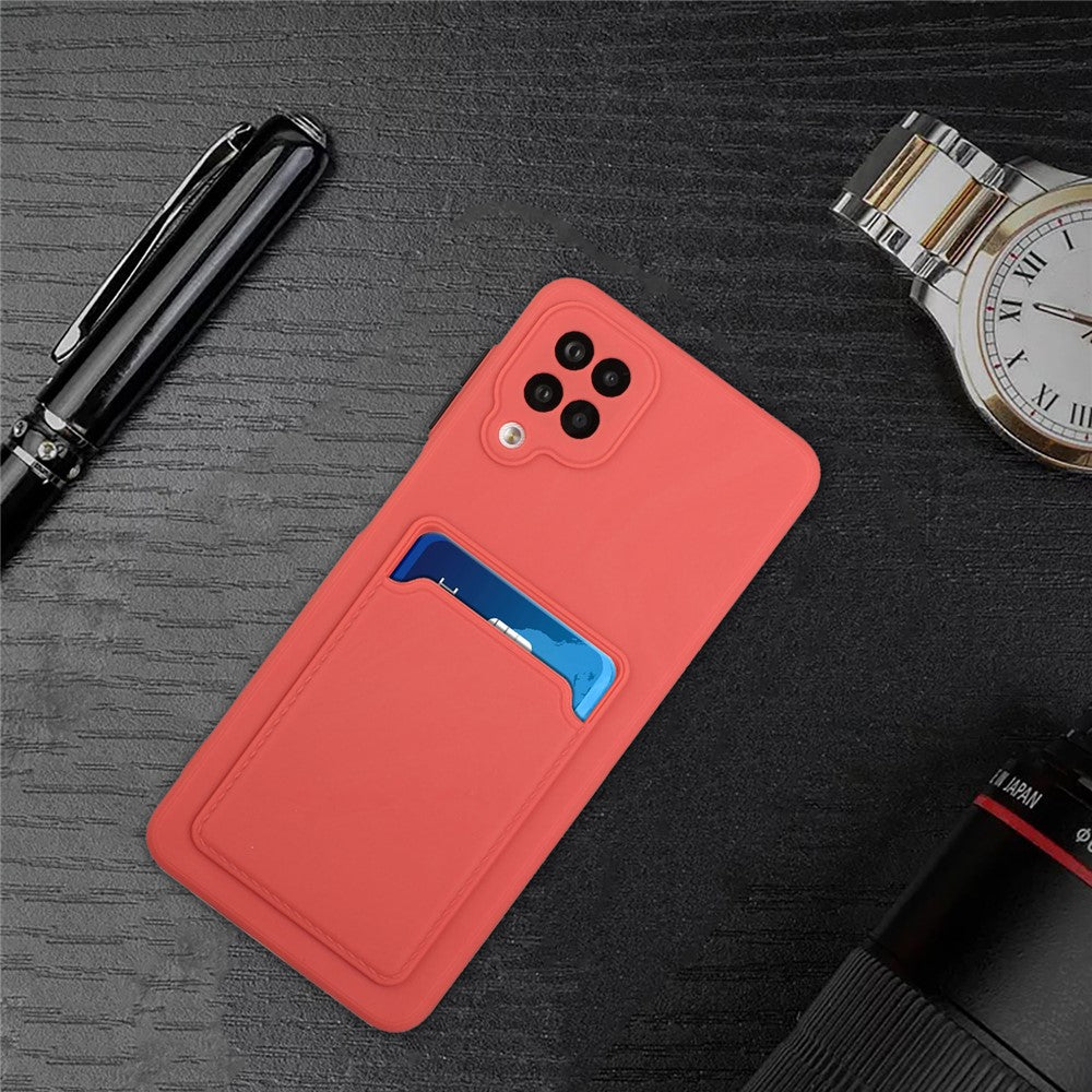 Soft TPU Phone Protection Case Cover with Card Holder for Samsung Galaxy M12 / A12 - Coral