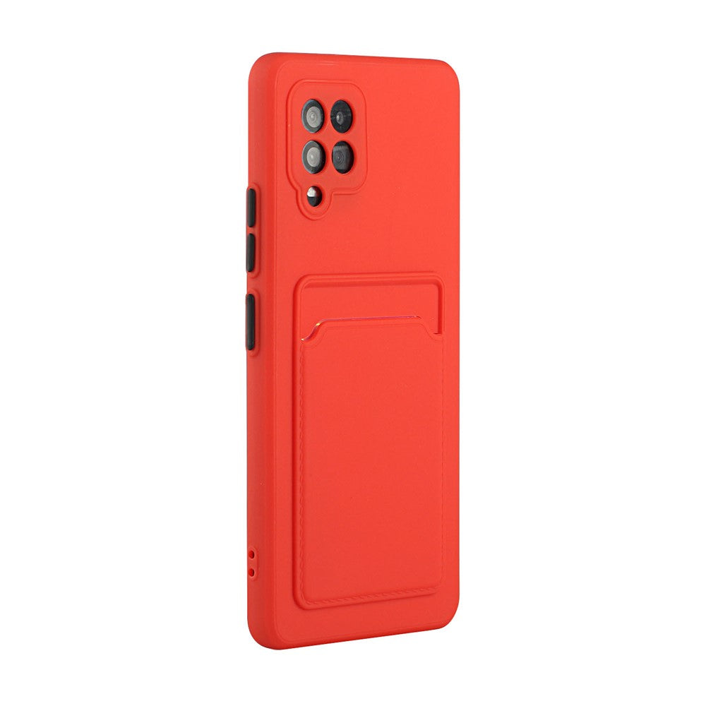 Soft TPU Phone Protection Case Cover with Card Holder for Samsung Galaxy M12 / A12 - Red