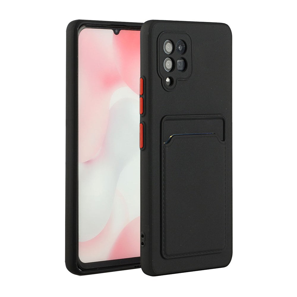 Soft TPU Phone Protection Case Cover with Card Holder for Samsung Galaxy M12 / A12 - Black