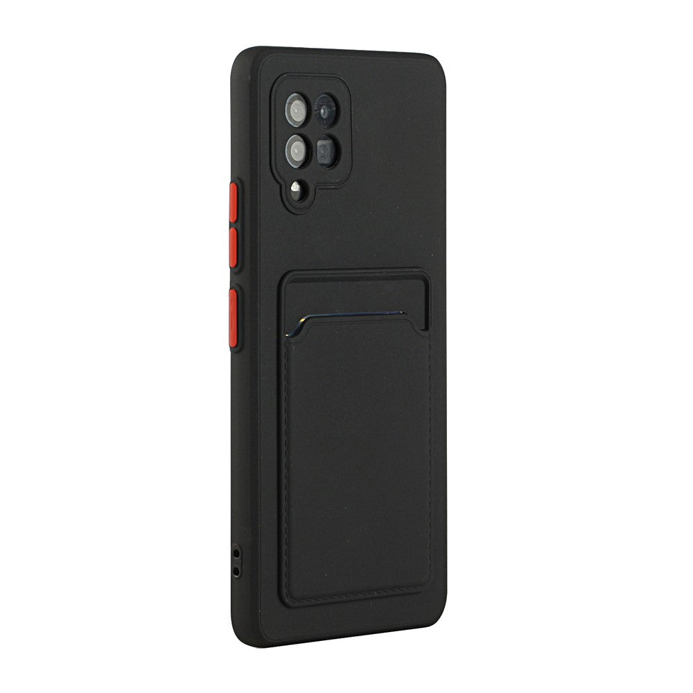 Soft TPU Phone Protection Case Cover with Card Holder for Samsung Galaxy M12 / A12 - Black