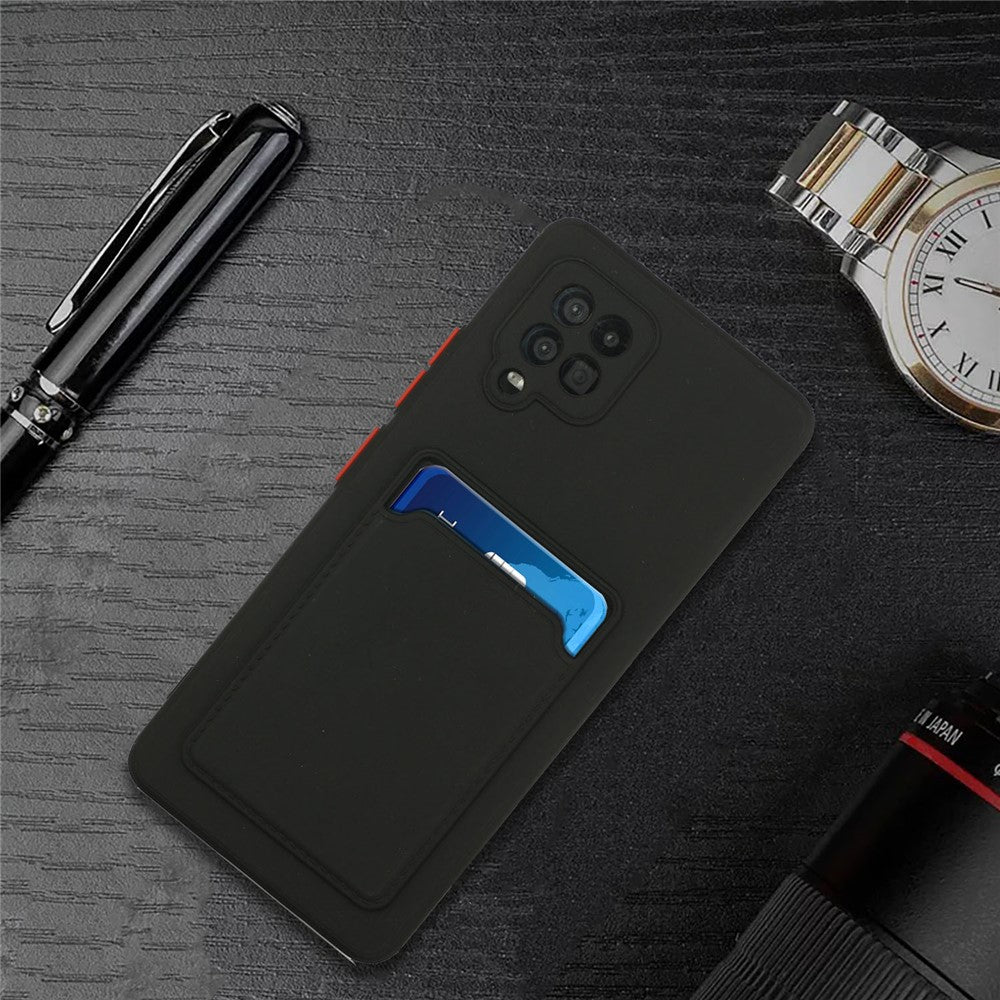 Soft TPU Phone Protection Case Cover with Card Holder for Samsung Galaxy M12 / A12 - Black
