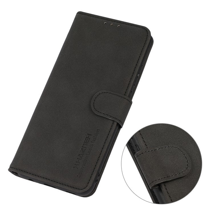 KHAZNEH Textured Leather Phone Cover Stand Case with Wallet Design for Samsung Galaxy A32 4G (EU Version) - Black