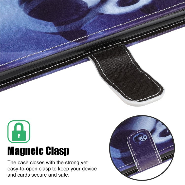 Cross Texture Pattern Printing Wallet Leather Phone Casing Stand for Samsung Galaxy A22 5G (EU Version) - Panda
