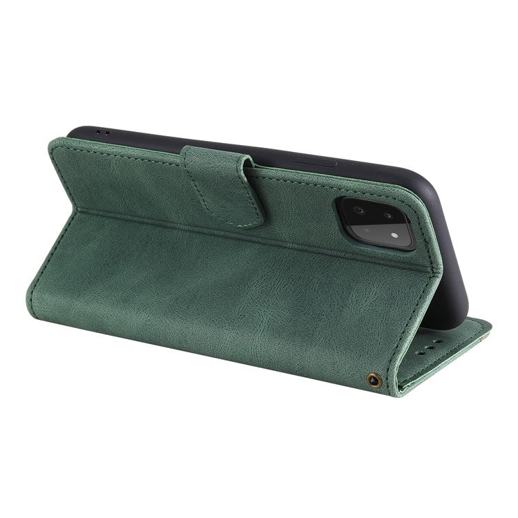 Splicing Stitching Skin-touch PU Leather Case Stand Protector Cover for Samsung Galaxy A22 5G (EU Version) - Green