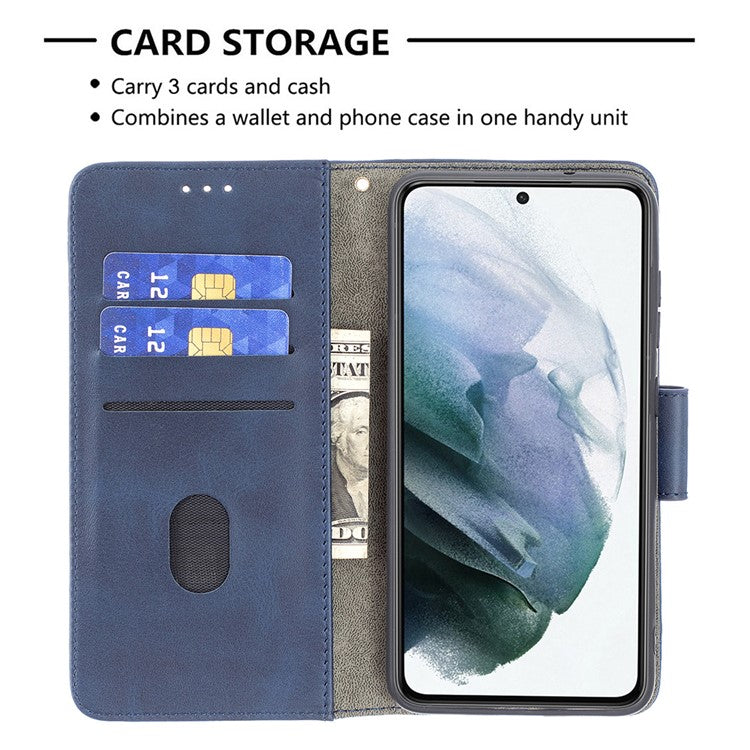 BF04 Splicing Crocodile Texture Leather Phone Shell Wallet Stand Case for Samsung Galaxy S21 FE 5G - Blue