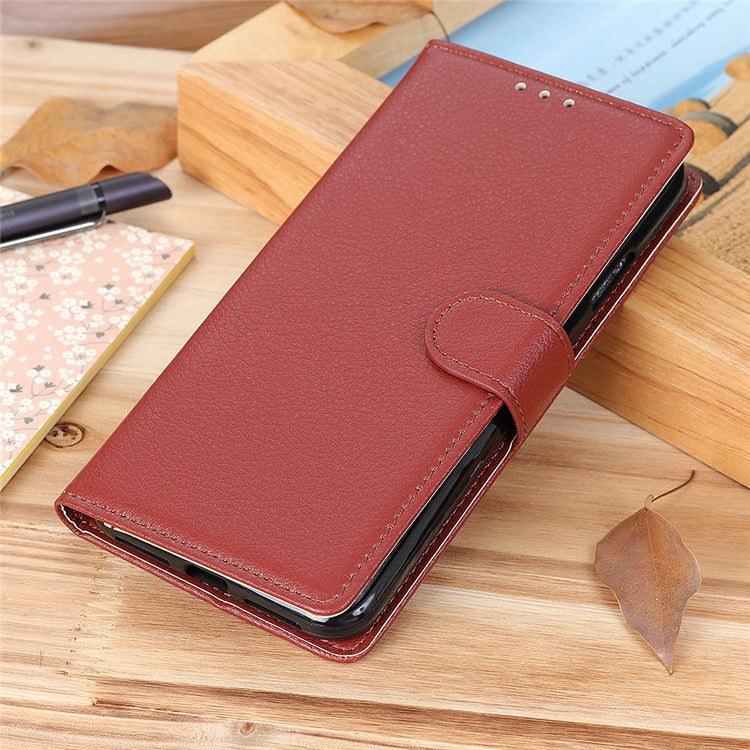 For Samsung Galaxy A22 5G (EU Version) Classic Style Litchi Texture PU Leather Wallet Mobile Phone Case - Brown