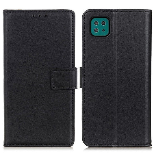 Full Protection Magnetic Clasp Design Leather Mobile Phone Wallet Stand Shell for Samsung Galaxy A22 5G (EU Version) - Black