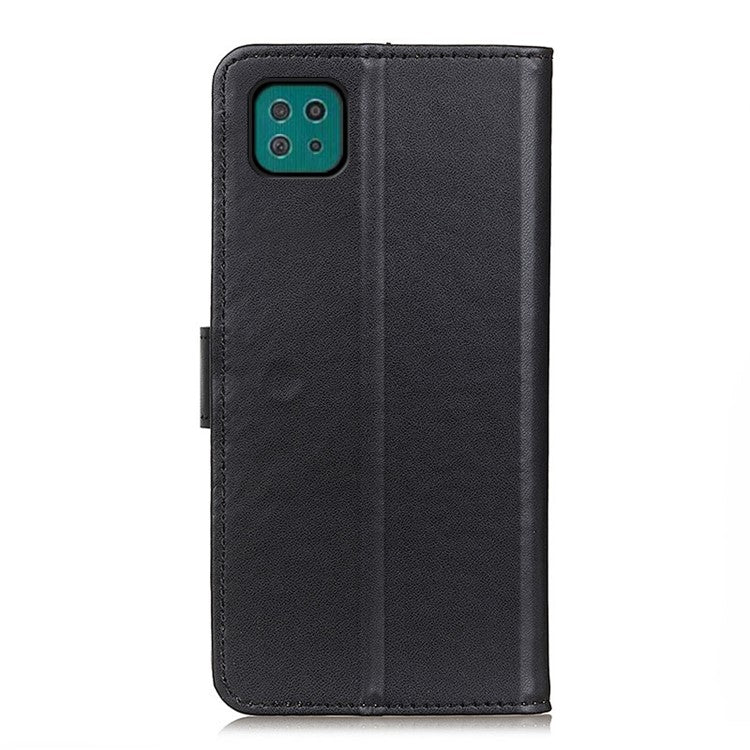 Full Protection Magnetic Clasp Design Leather Mobile Phone Wallet Stand Shell for Samsung Galaxy A22 5G (EU Version) - Black