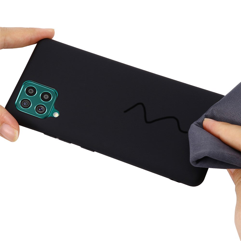 Liquid Silicone Soft Cover Case with Handy Strap for Samsung Galaxy F62/M62 - Black