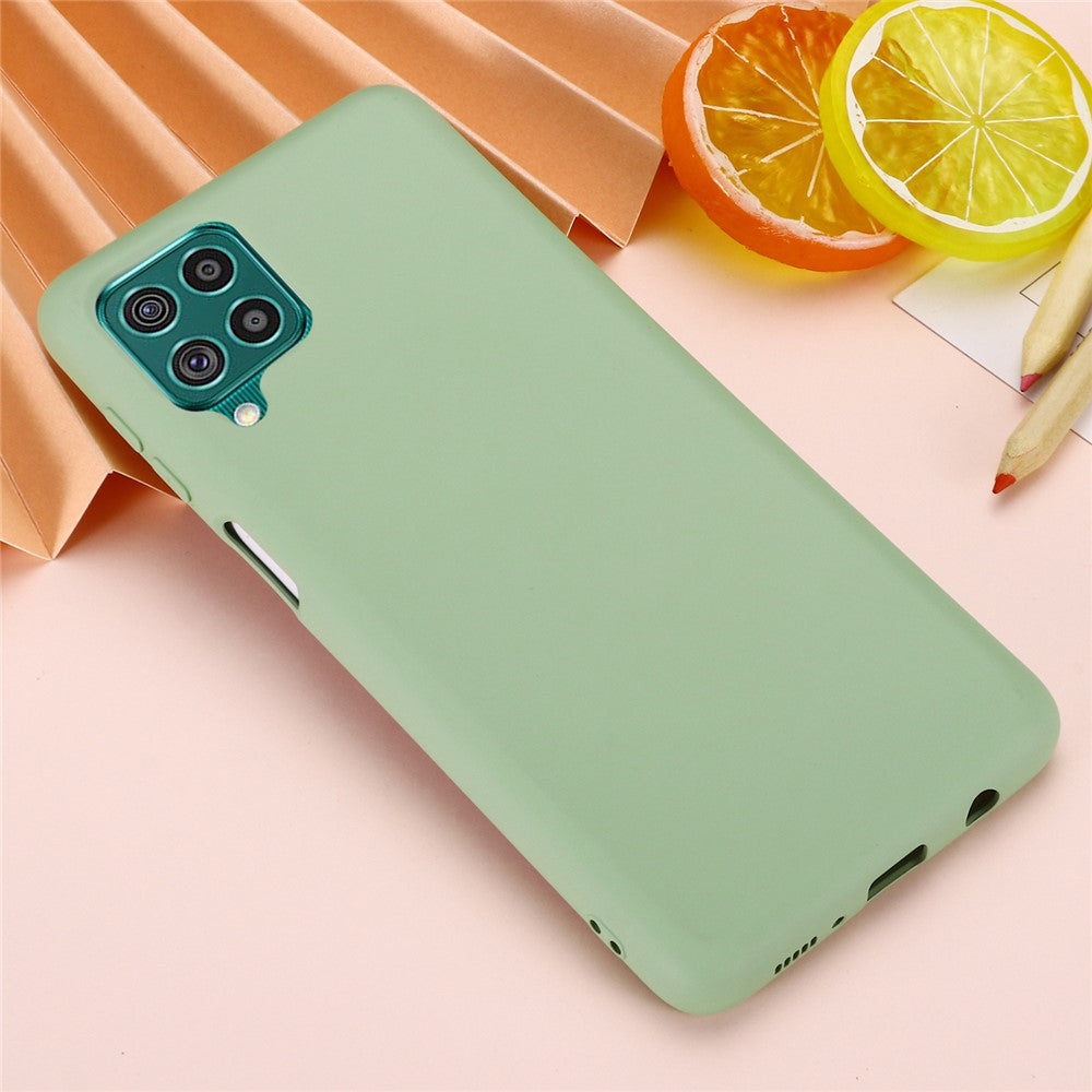 Liquid Silicone Soft Cover Case with Handy Strap for Samsung Galaxy F62/M62 - Green