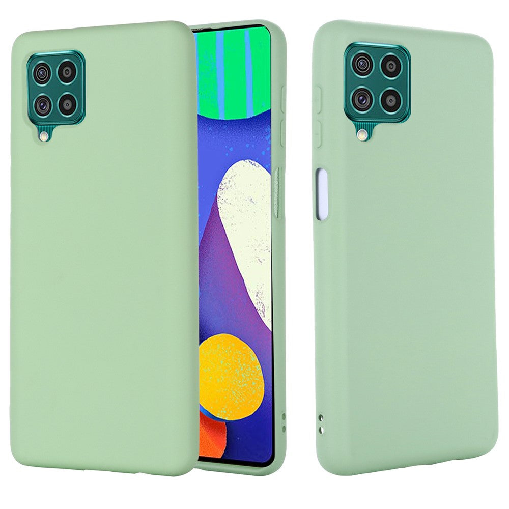 Liquid Silicone Soft Cover Case with Handy Strap for Samsung Galaxy F62/M62 - Green