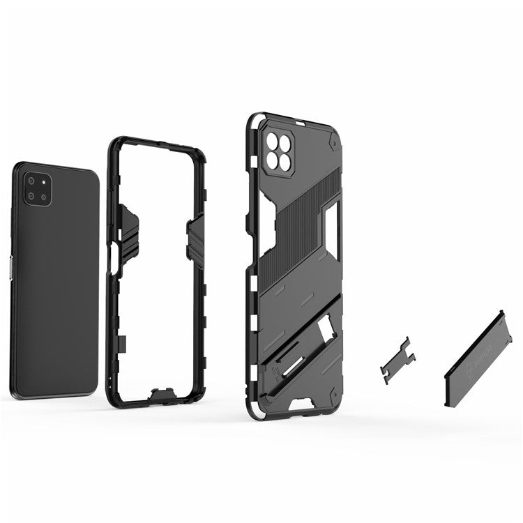 Foldable Kickstand PC + TPU Hybrid Phone Cover Back Case for Samsung Galaxy A22 5G (EU Version) - Orange