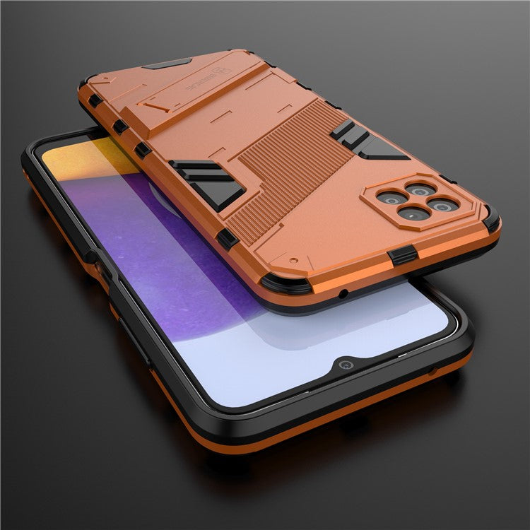 Foldable Kickstand PC + TPU Hybrid Phone Cover Back Case for Samsung Galaxy A22 5G (EU Version) - Orange