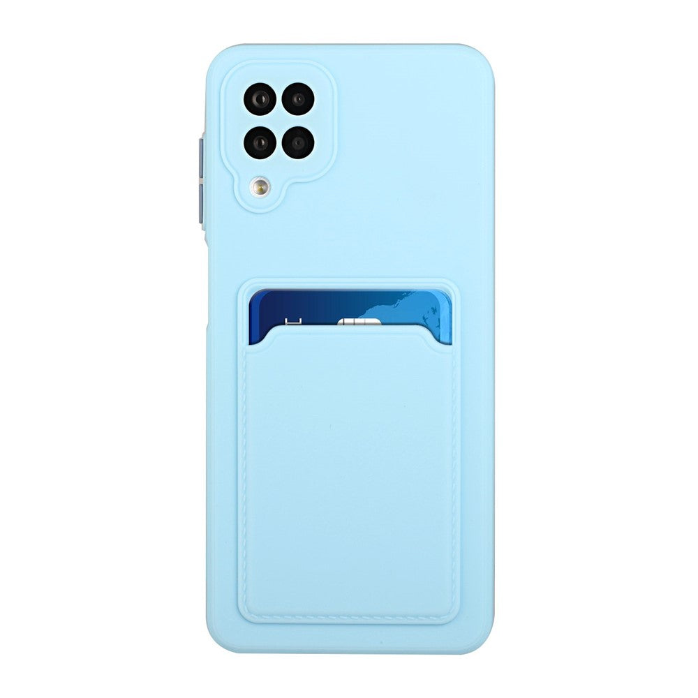 Soft TPU Phone Case Card Slot Cover for Samsung Galaxy M12 - Baby Blue