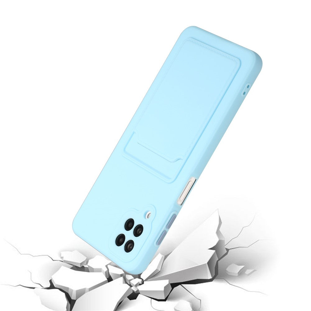 Soft TPU Phone Case Card Slot Cover for Samsung Galaxy M12 - Baby Blue