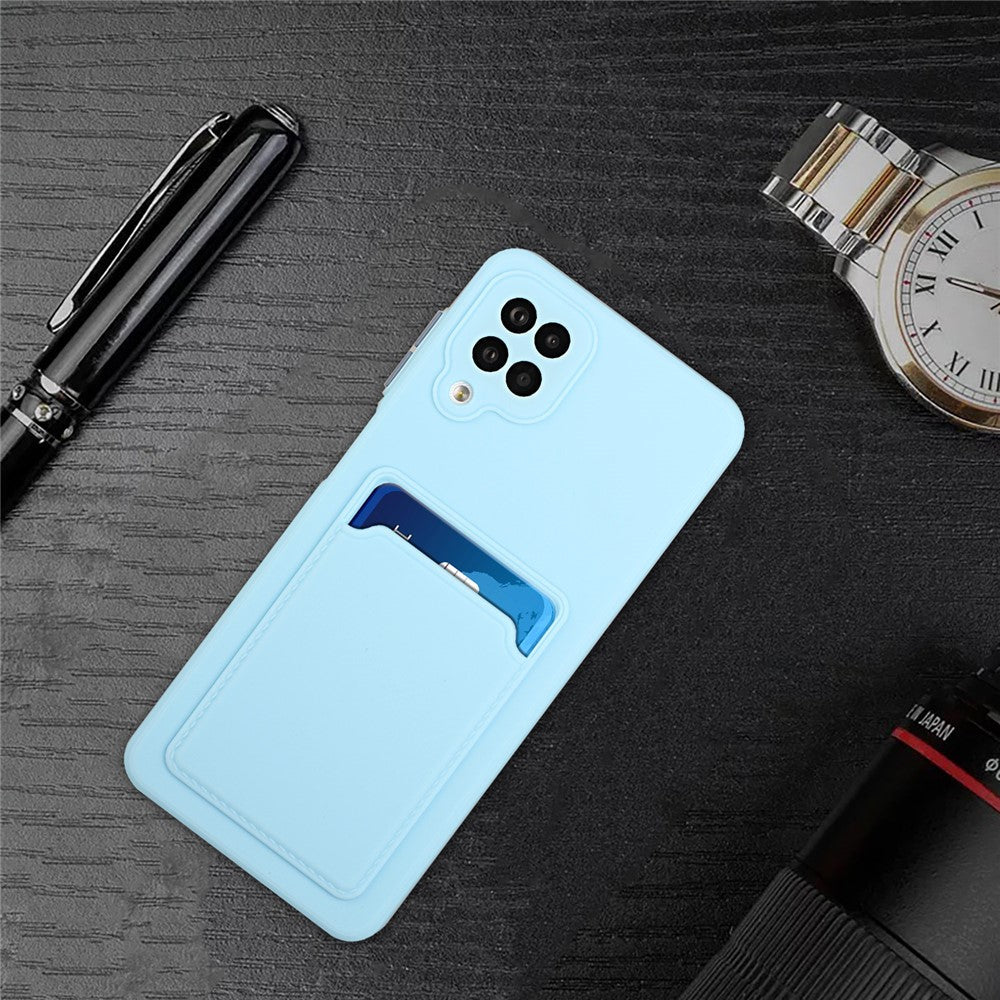 Soft TPU Phone Case Card Slot Cover for Samsung Galaxy M12 - Baby Blue
