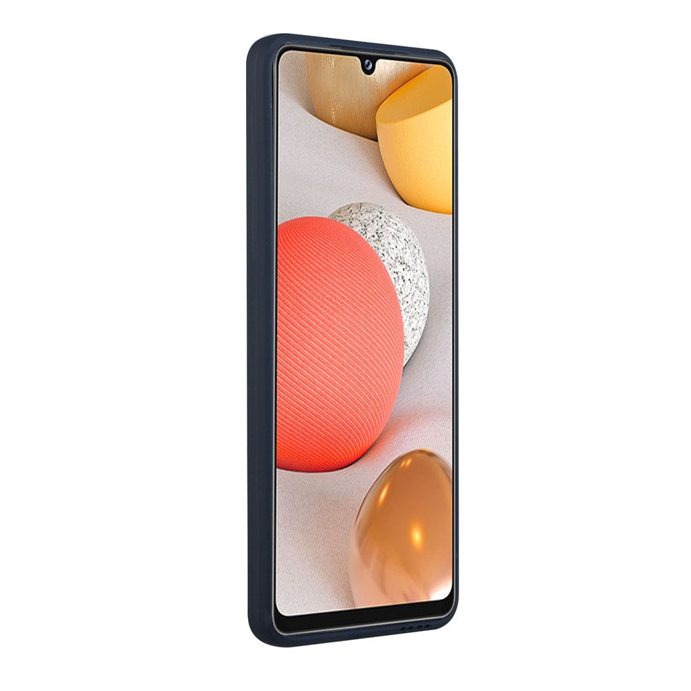 Soft TPU Phone Case Card Slot Cover for Samsung Galaxy M12 - Dark Blue