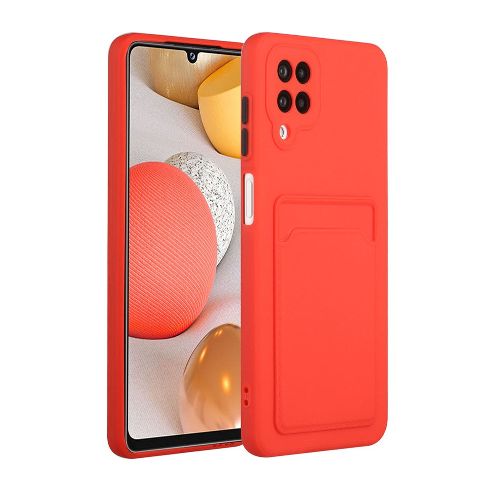 Soft TPU Phone Case Card Slot Cover for Samsung Galaxy M12 - Red