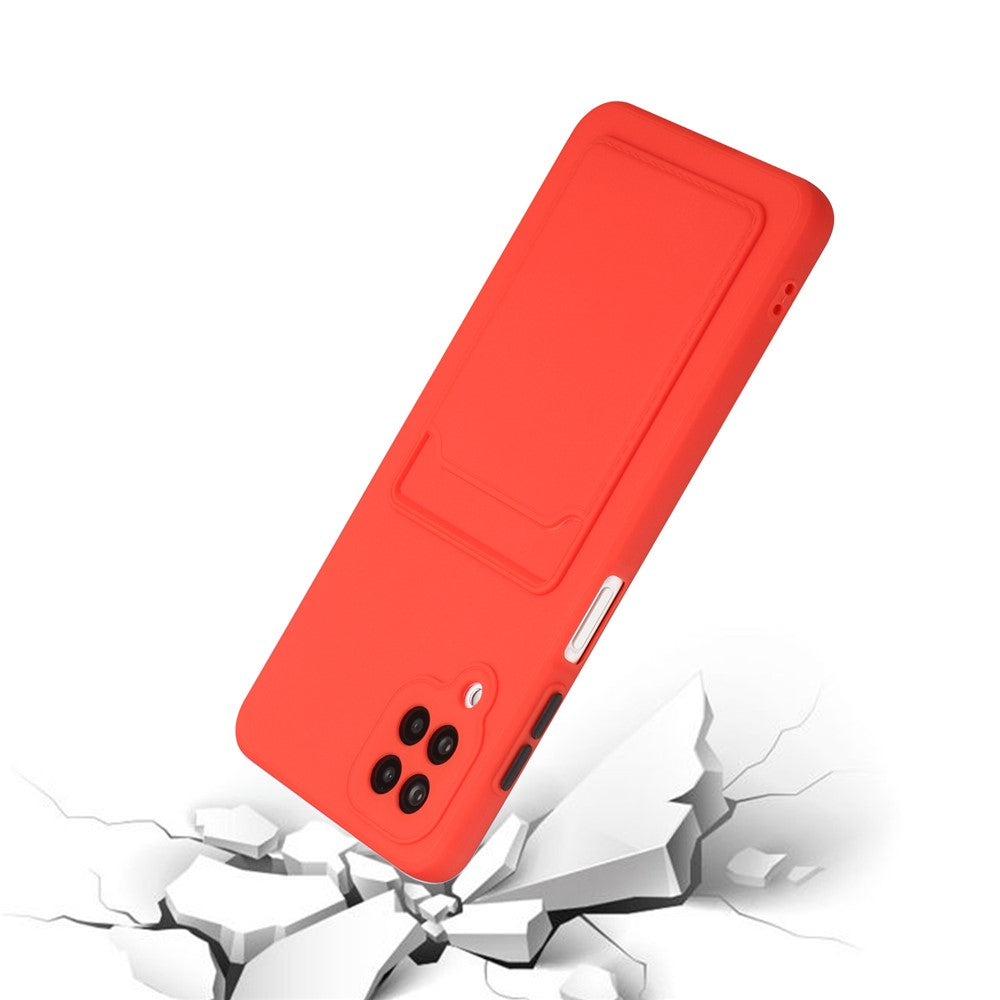 Soft TPU Phone Case Card Slot Cover for Samsung Galaxy M12 - Red