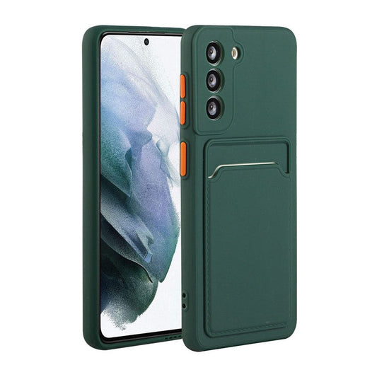 Soft TPU Phone Case Cover with Card Slot for Samsung Galaxy S21+ 5G - Dark Green