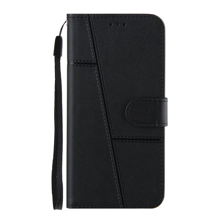 Concise Leather Phone Cover Wallet Case with Stand for Samsung Galaxy S21 FE - Black