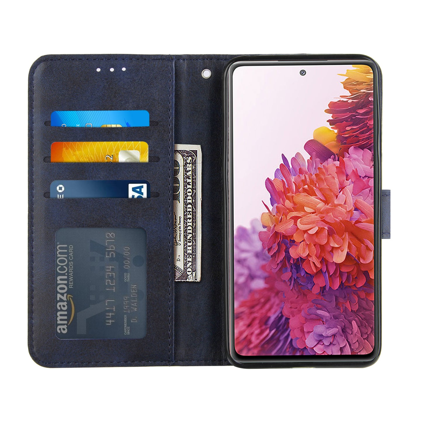Full Protection Wallet Stand Design Concise Splicing Leather Phone Cover Case with Strap for Samsung Galaxy S20 FE 2022/S20 FE 4G/S20 FE 5G/S20 Lite - Blue