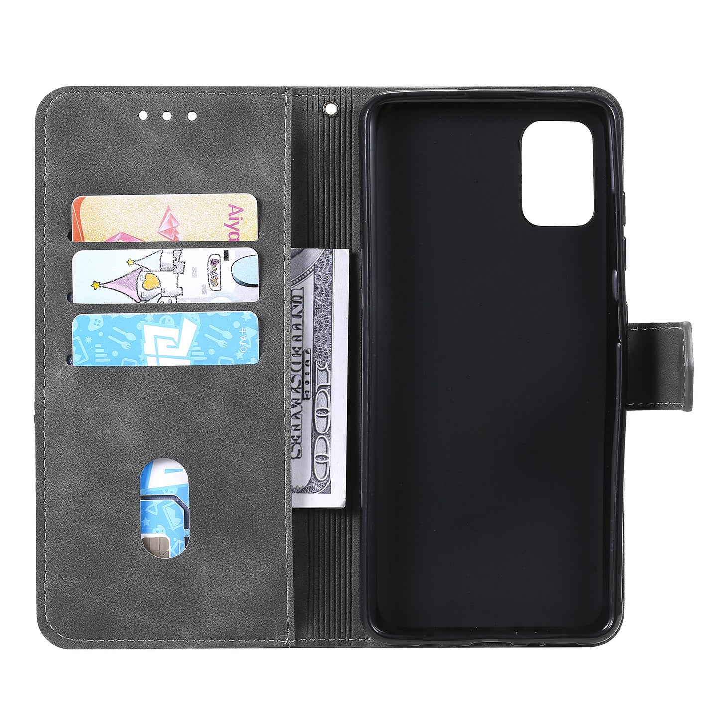 Skin-Feel Tri-Color Splicing PU Leather Wallet Phone Case Stand Cover for Samsung Galaxy S20 FE 2022/S20 FE 4G/S20 FE 5G/S20 Lite - Grey