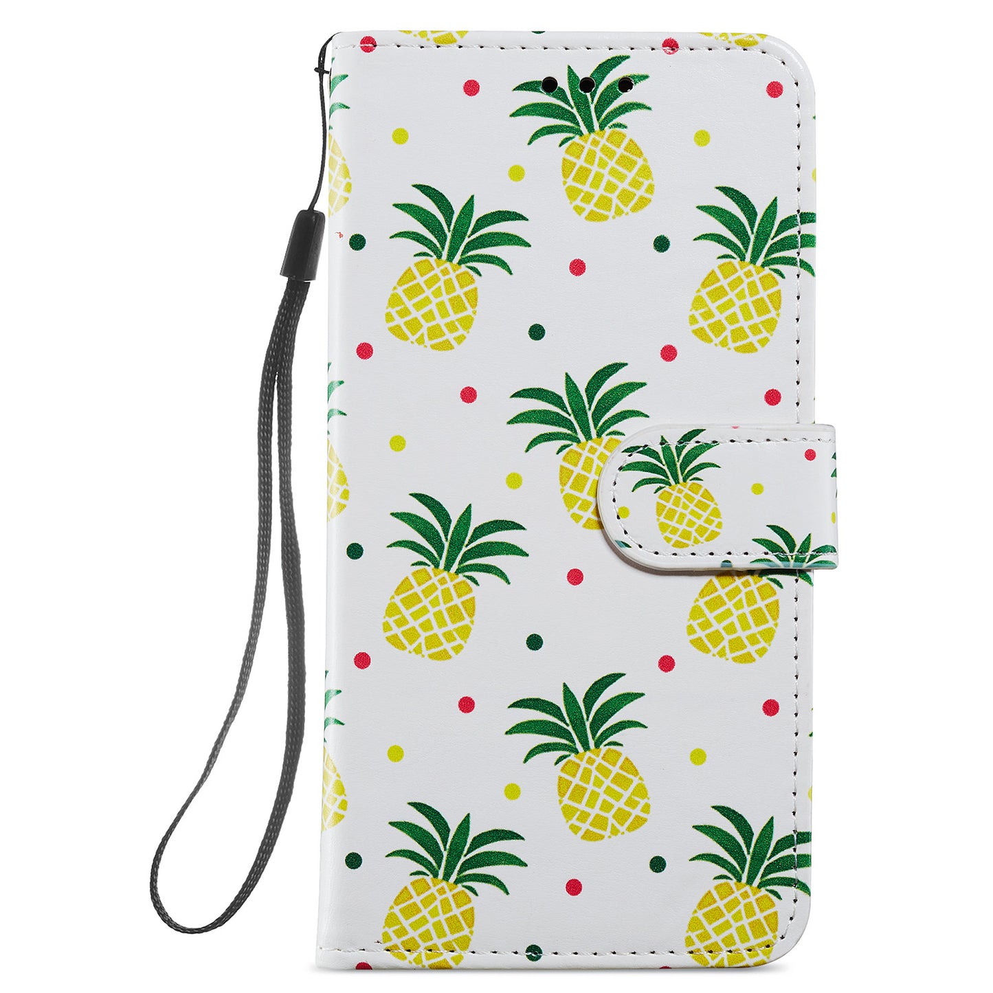 Pattern Printing Design PU Leather Folio Flip Case with Card Holder Slots &amp; Wrist Strap for Samsung Galaxy S20 FE 2022/S20 FE 4G/S20 FE 5G/S20 Lite - Pineapple