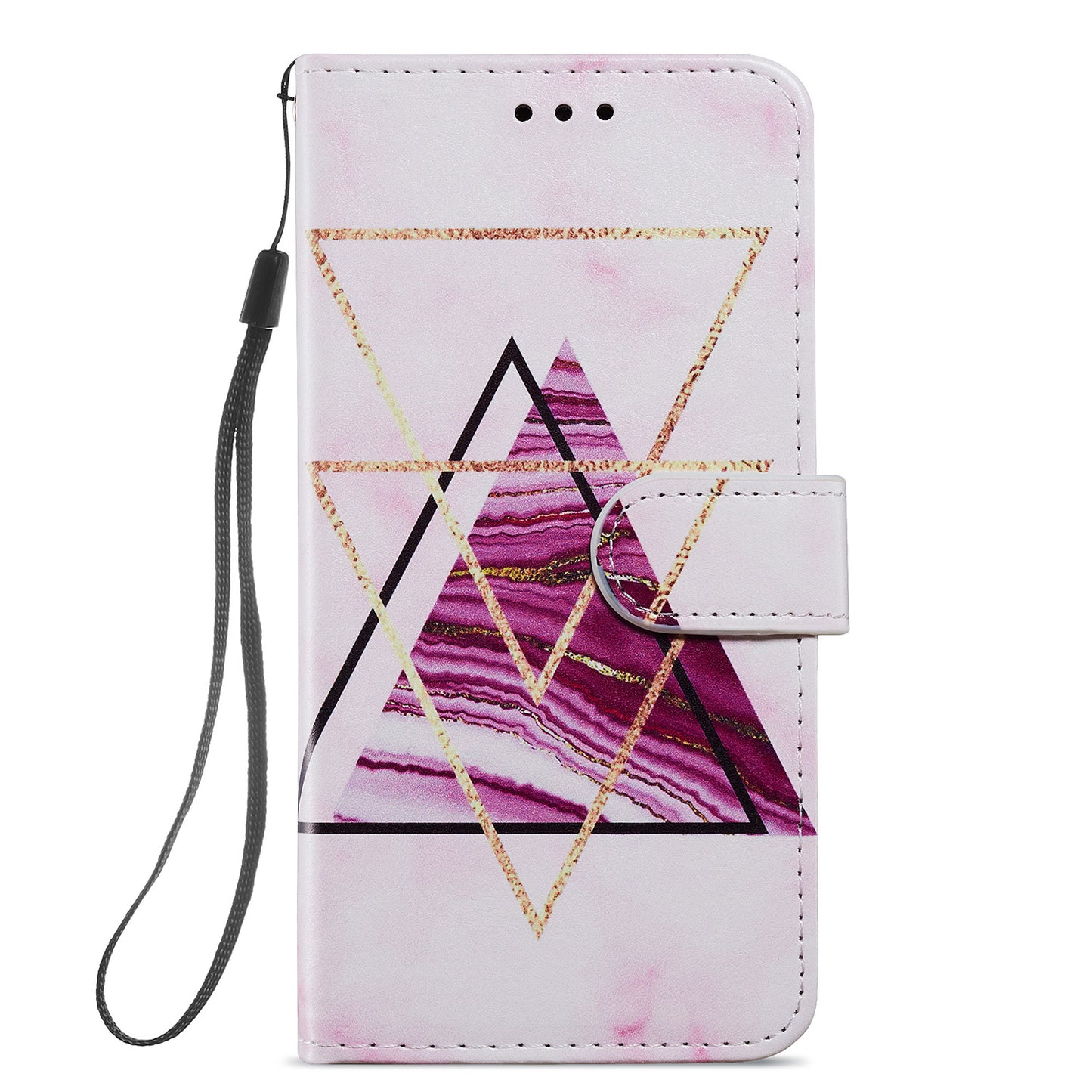 Pattern Printing Design PU Leather Folio Flip Case with Card Holder Slots &amp; Wrist Strap for Samsung Galaxy S20 FE 2022/S20 FE 4G/S20 FE 5G/S20 Lite - Tri-colored Marble