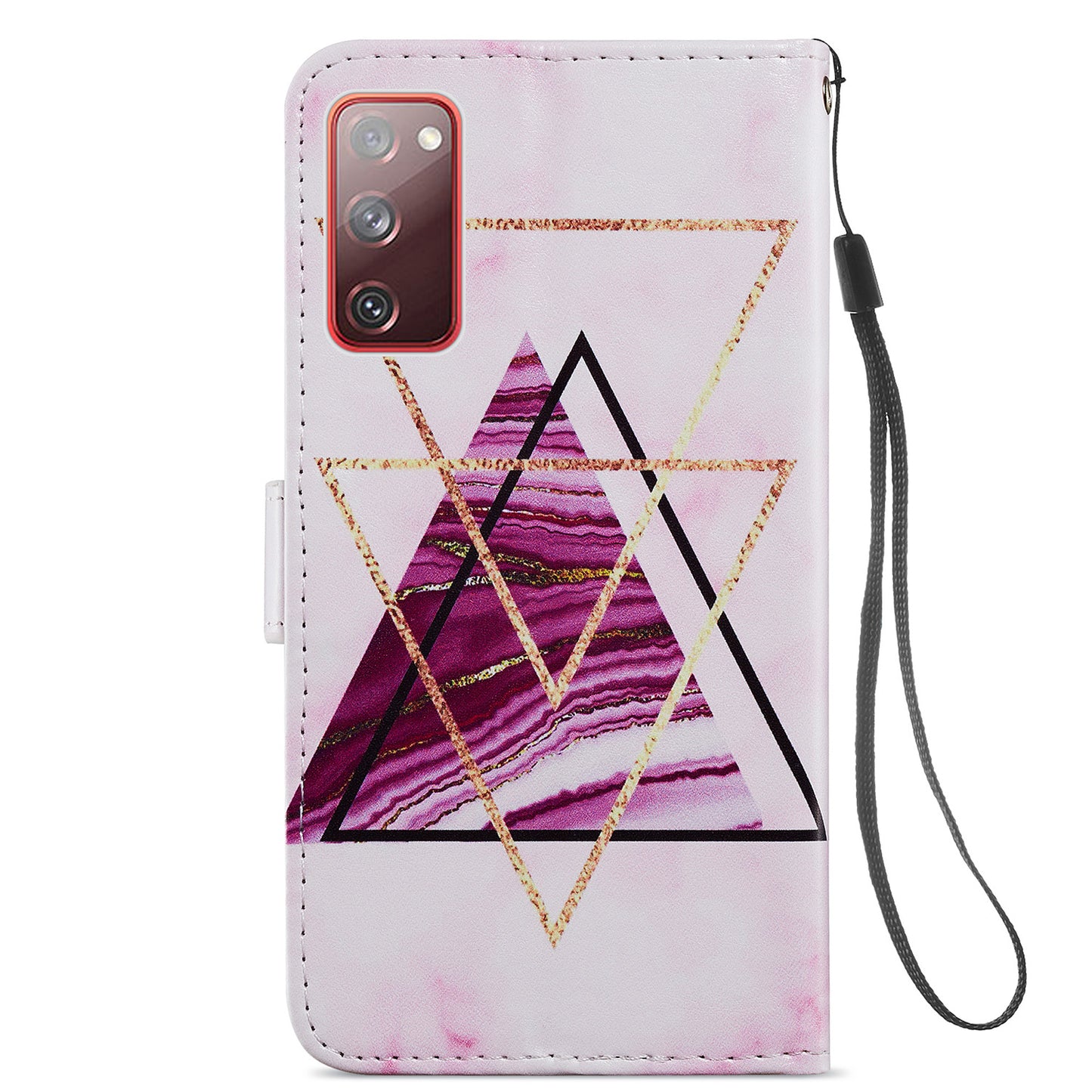 Pattern Printing Design PU Leather Folio Flip Case with Card Holder Slots &amp; Wrist Strap for Samsung Galaxy S20 FE 2022/S20 FE 4G/S20 FE 5G/S20 Lite - Tri-colored Marble