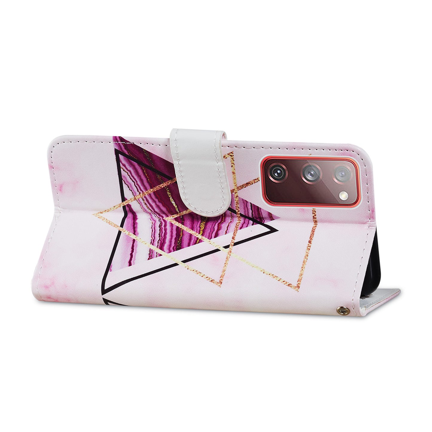 Pattern Printing Design PU Leather Folio Flip Case with Card Holder Slots &amp; Wrist Strap for Samsung Galaxy S20 FE 2022/S20 FE 4G/S20 FE 5G/S20 Lite - Tri-colored Marble