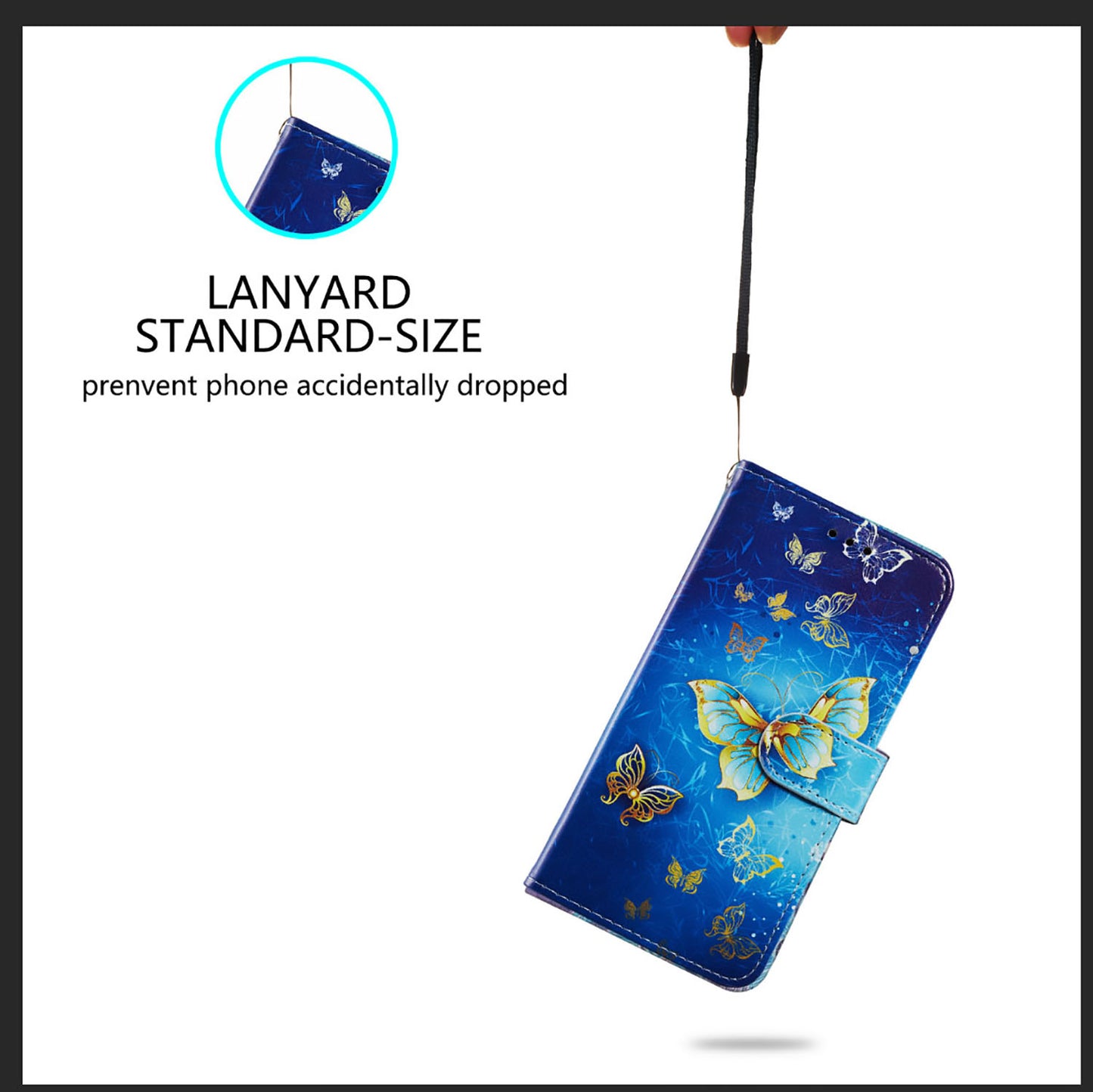 Pattern Printing Design PU Leather Folio Flip Case with Card Holder Slots &amp; Wrist Strap for Samsung Galaxy S20 FE 2022/S20 FE 4G/S20 FE 5G/S20 Lite - Golden Butterfly