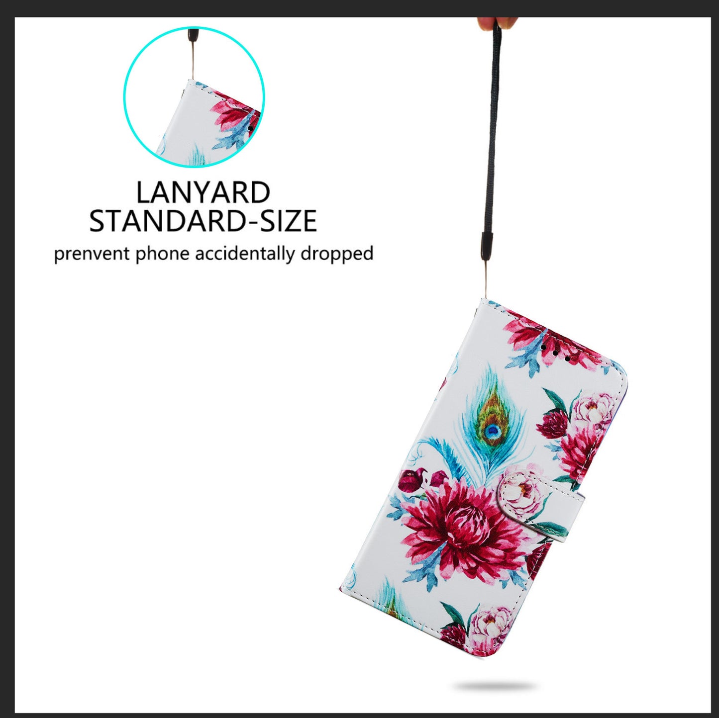 Pattern Printing Design PU Leather Folio Flip Case with Card Holder Slots &amp; Wrist Strap for Samsung Galaxy S20 FE 2022/S20 FE 4G/S20 FE 5G/S20 Lite - Peacock Flower